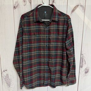 KÜHL Fugitive Flannel Shirt Men’s Large Plaid Cotton/Tencel EUC